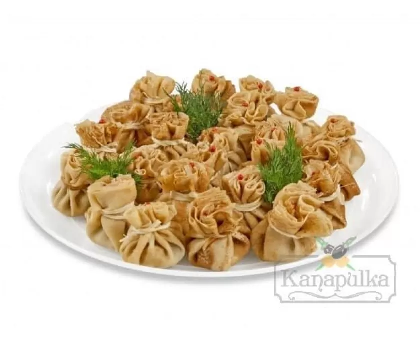 Блинные мешочки с куриным жульеном
