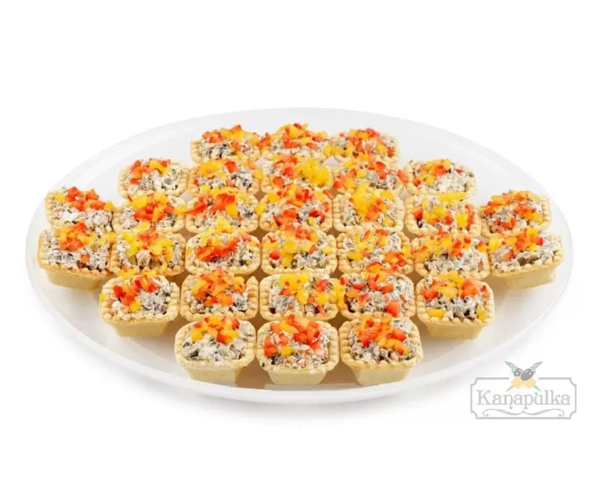 Мини-тарталетки с маринованными грибами и сыром