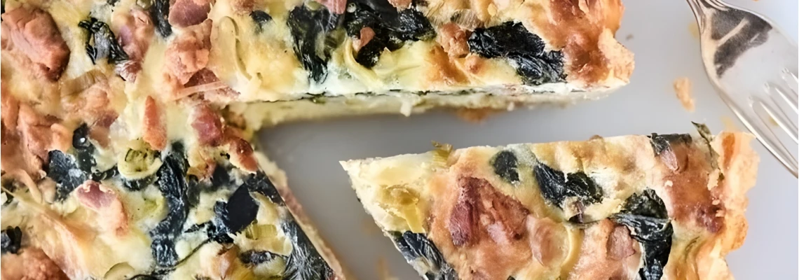рецепт киша с беконом и шпинатом