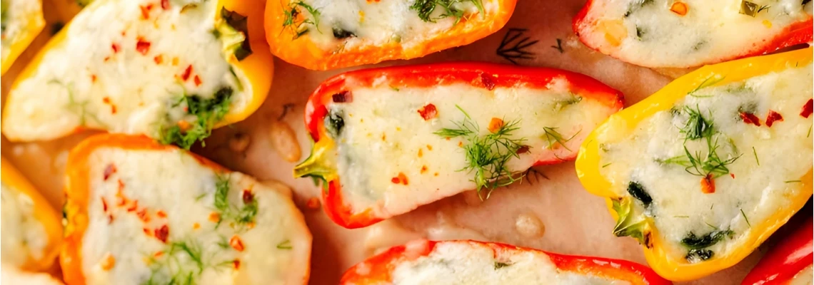 Рецепт фаршированного перца с сыром фета и чесноком
