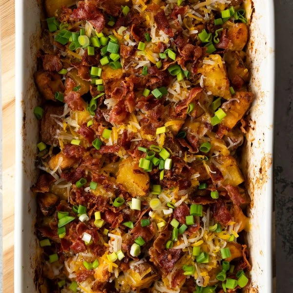 запекать картофленую запеканку с курицей