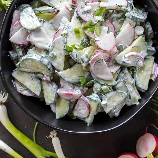 фото рецепт салата с редиской и огурцом